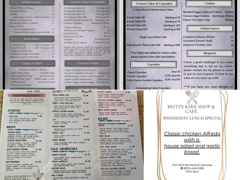 The BakeHouse - Marshall, AR Menu