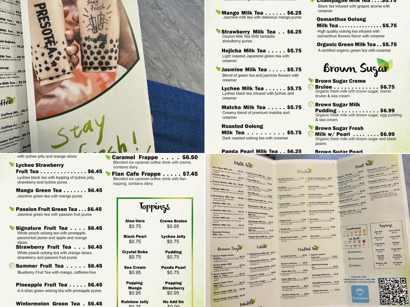 Presotea Bellalago Menu