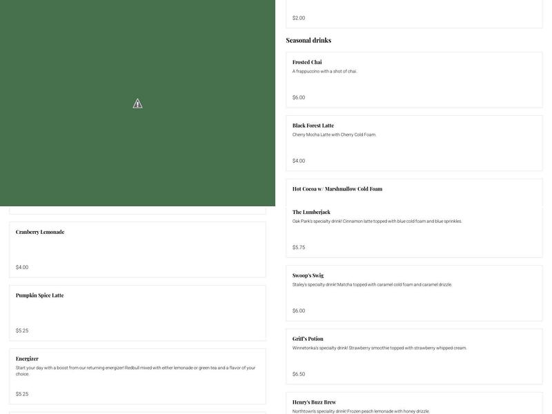 Class Act Coffee Menu