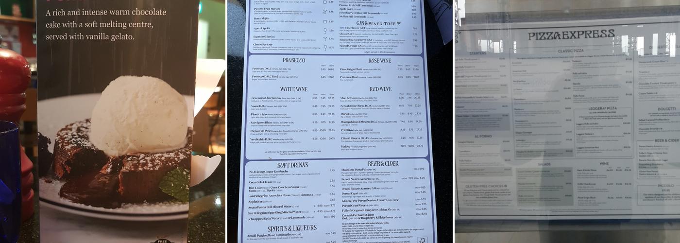Pizza Express Menu