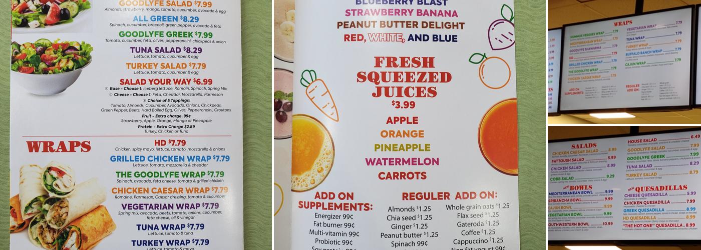 Goodlyfe Smoothie Menu