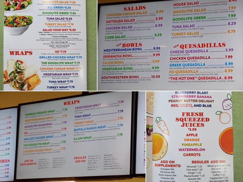 Goodlyfe Smoothie Menu