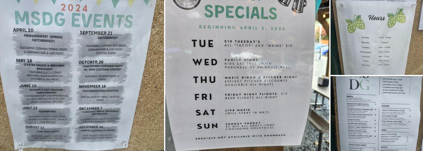 Mill St. Draft Garden Menu