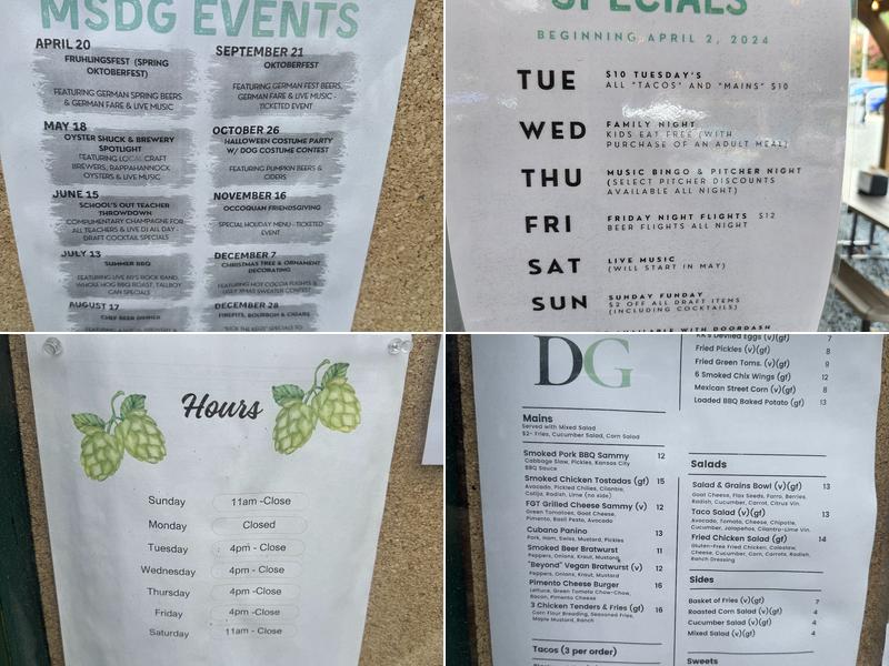 Mill St. Draft Garden Menu