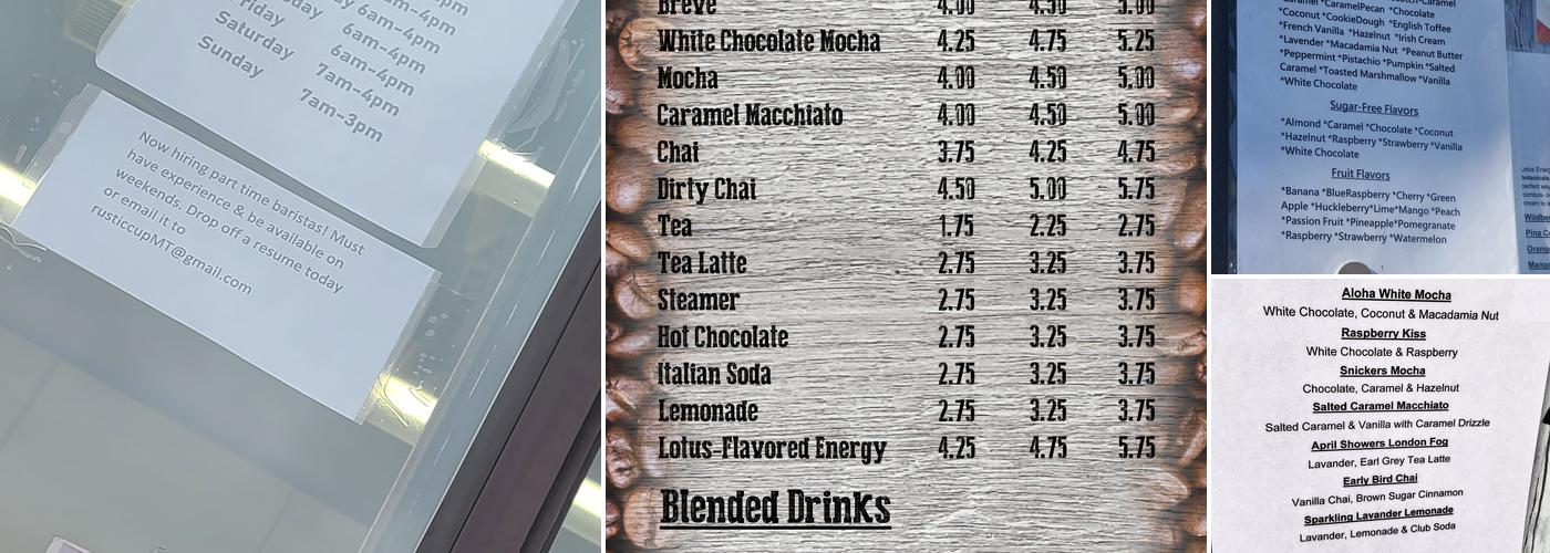 The Rustic Cup Menu