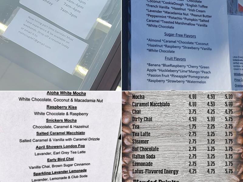 The Rustic Cup Menu