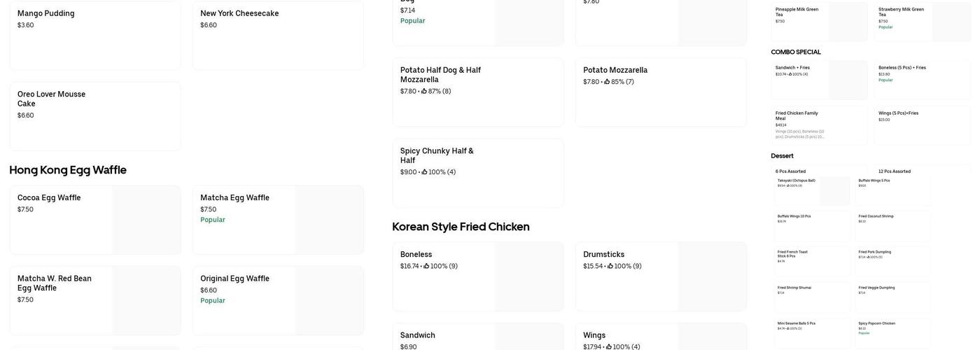Tsaocaa Menu