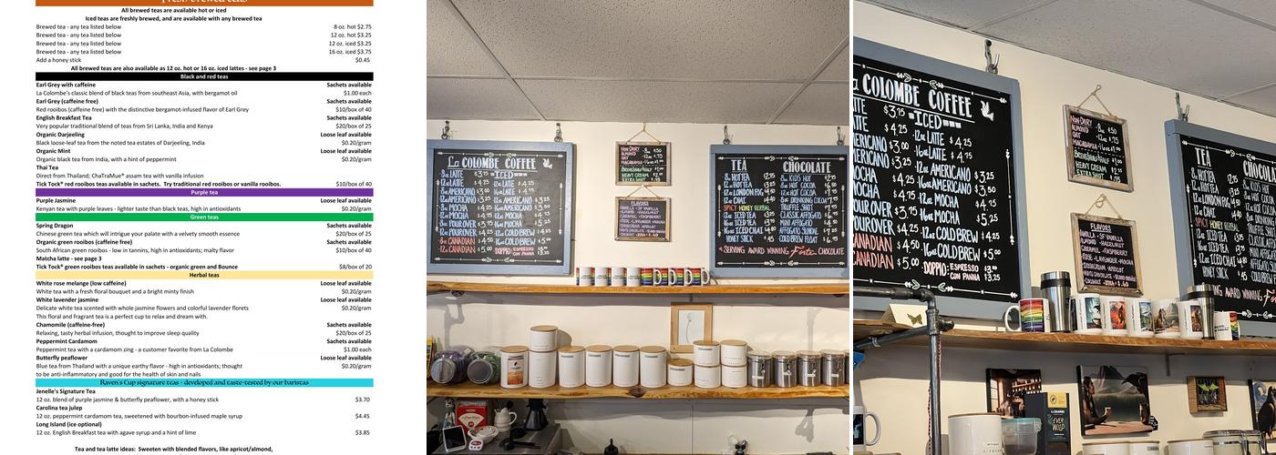 Raven's Cup Coffee & Art Gallery Menu