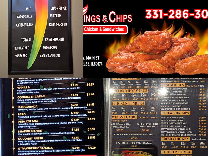 Wings and Chips Menu
