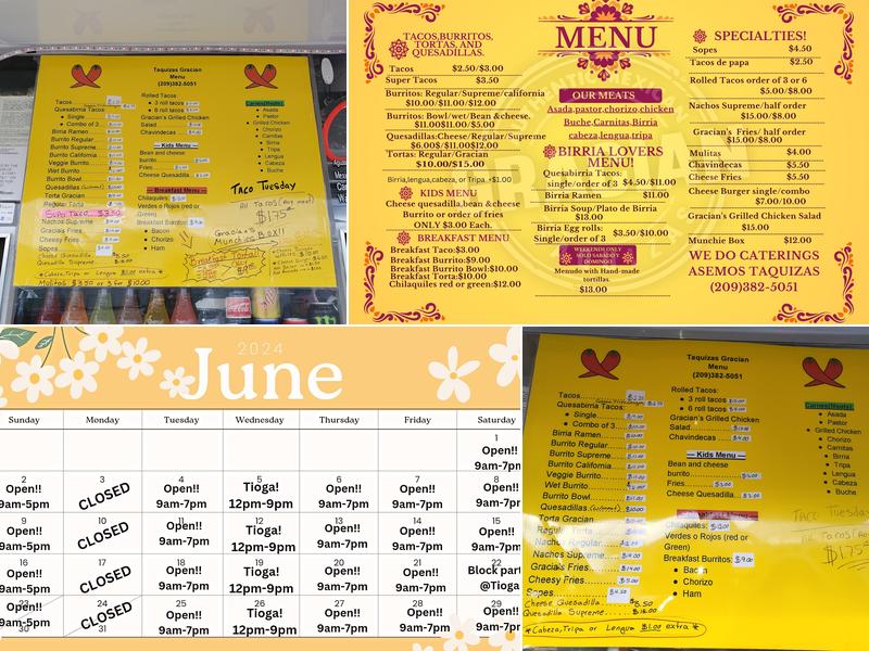 Taquizas Gracian Menu