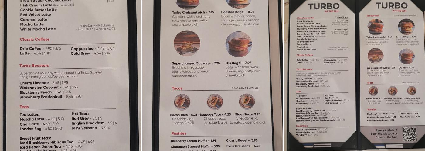 TURBO Coffee - N20 at The Elm Menu