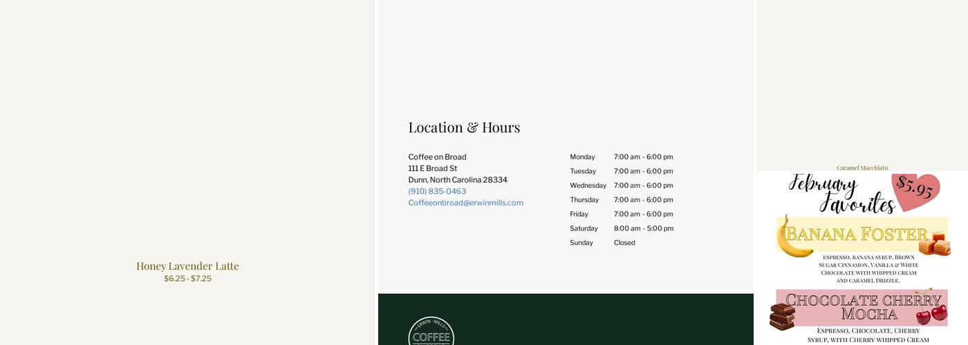 Coffee on Broad Menu