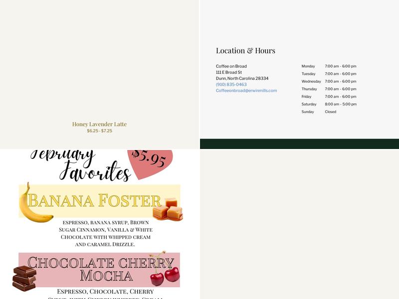 Coffee on Broad Menu
