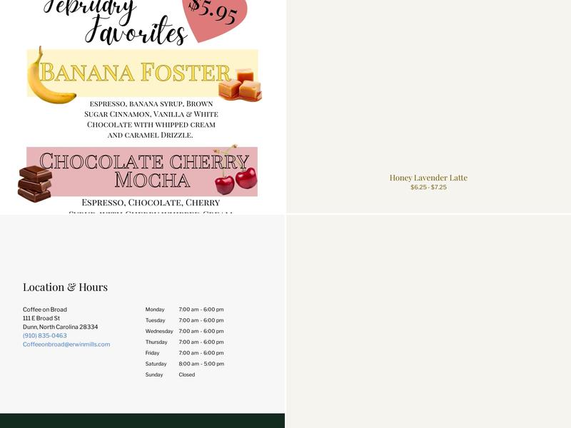 Coffee on Broad Menu