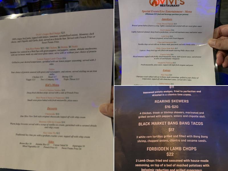 Ovivi's Restaurant Menu