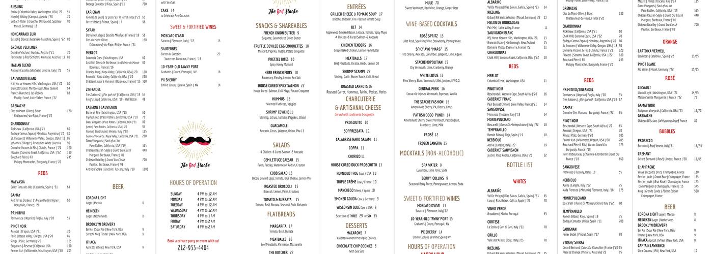 The Red Stache Menu