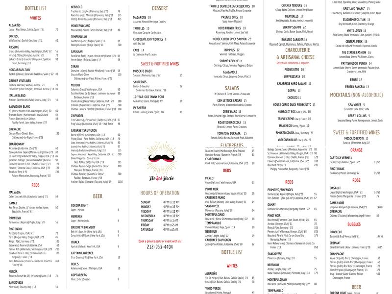 The Red Stache Menu