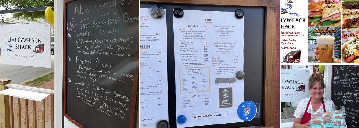 Ballywhack Shack and Cafe Menu