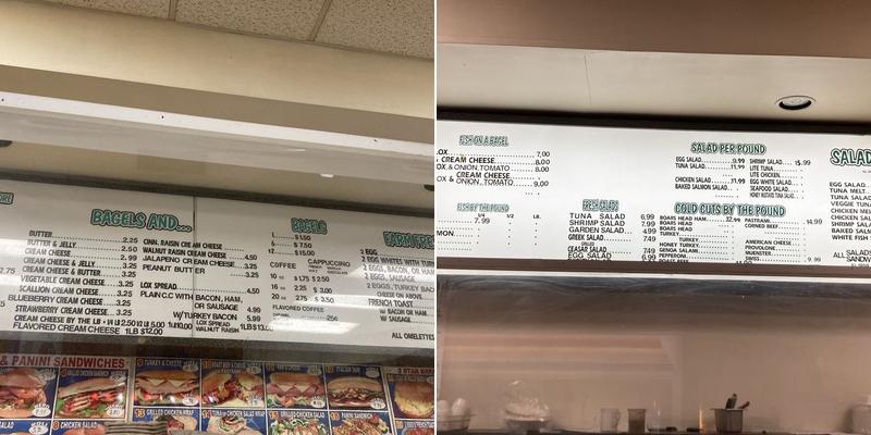 Hillside Hot Bagels Menu