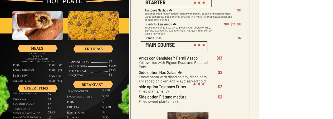 Aileens Latin Kitchen Menu