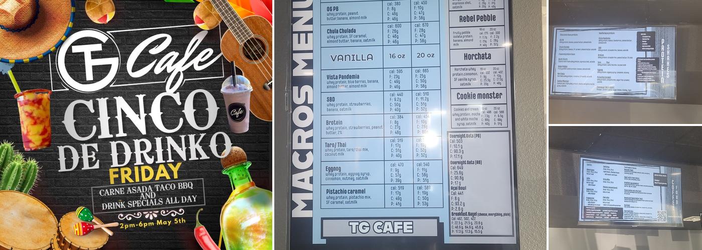 TG Cafe Chula Vista Menu