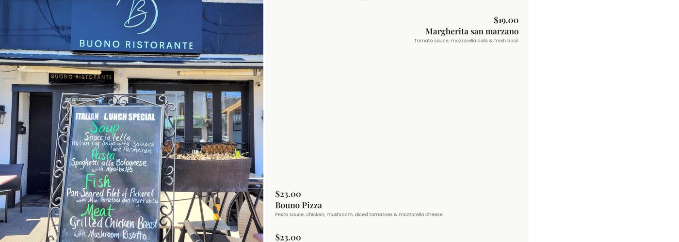 Buono Ristorante Menu