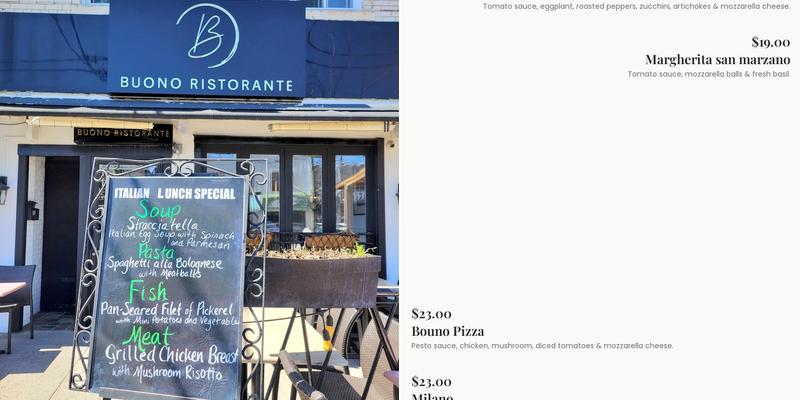 Buono Ristorante Menu