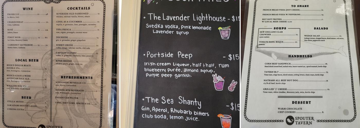 Spouter Tavern Menu
