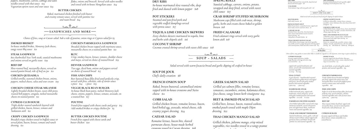 Ivan's Restaurant Menu