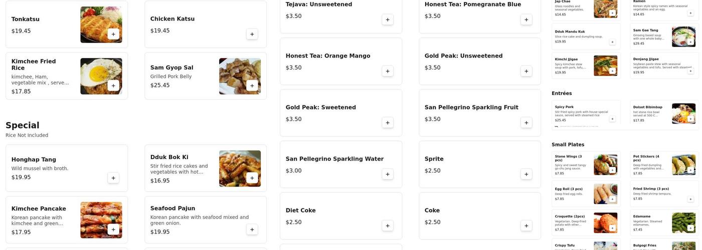 Stone Korean Kitchen Menu