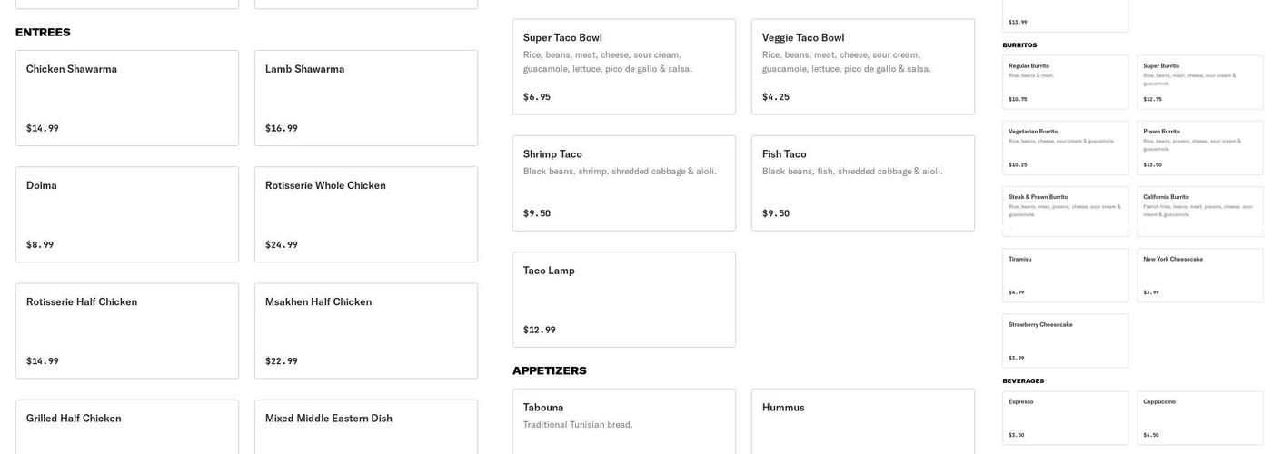 Cafe La Rosa Menu