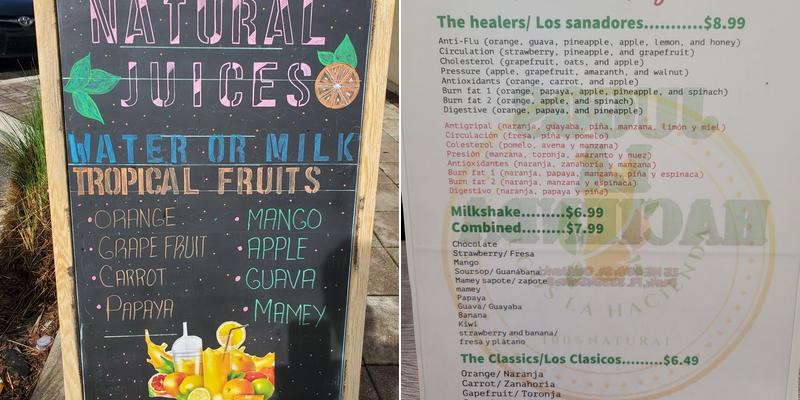 Jugos La Hacienda Menu