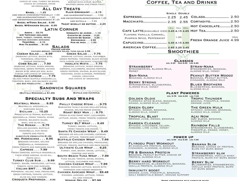 Aura Bistro Market Menu