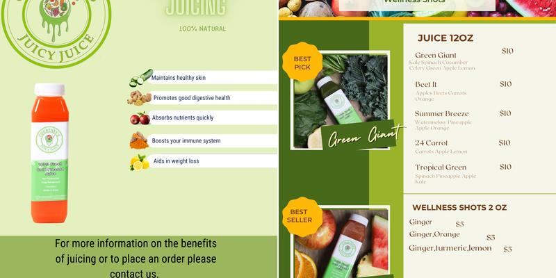 Courtney's Juicy Juice Menu