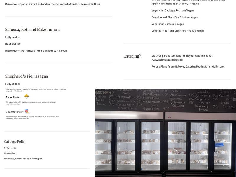 Perogy Planet Regent Menu