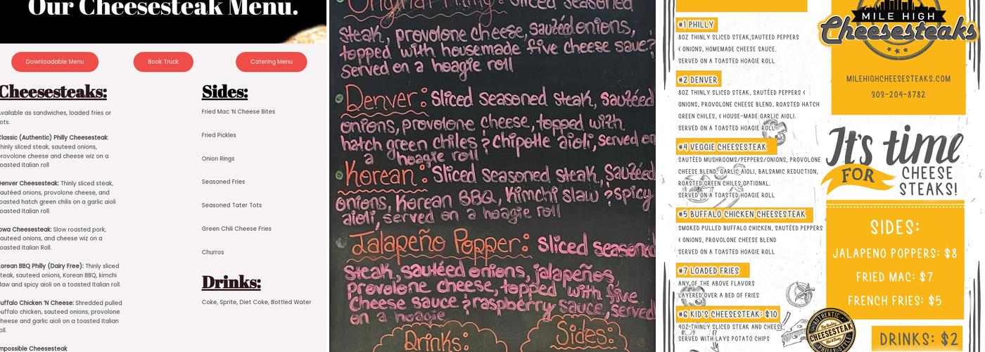 Mile High Cheesesteaks Food Truck & Catering Menu