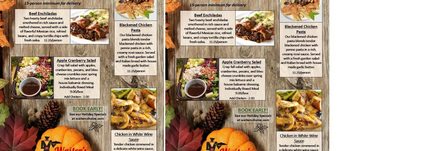 Waiter's Choice Catering Menu