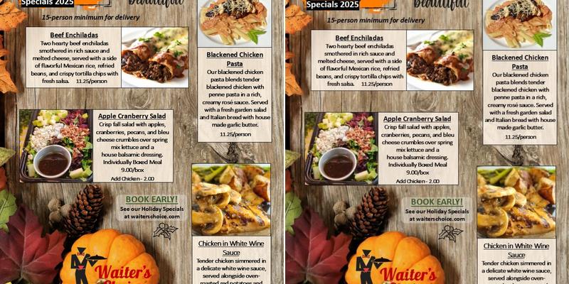 Waiter's Choice Catering Menu