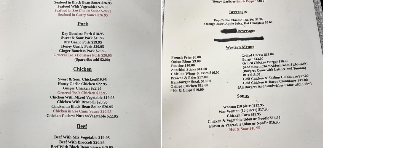 Red Rooster Kitchen Menu