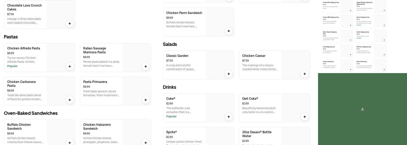 Domino's Pizza Menu