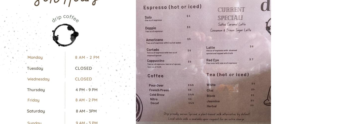 Drip Café Taylor Menu