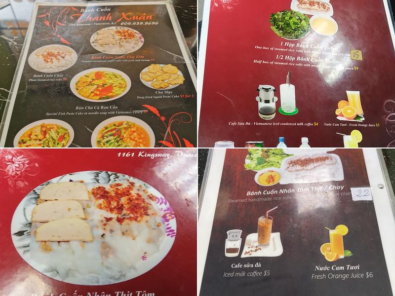 Thanh Xuan Cafe Menu