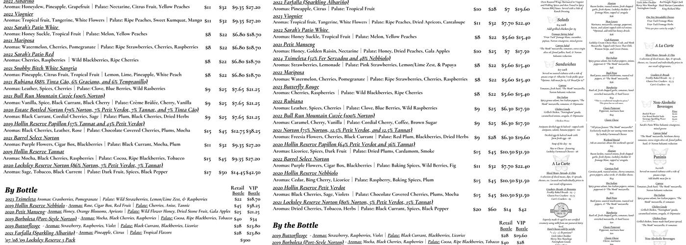 The Ag District Menu