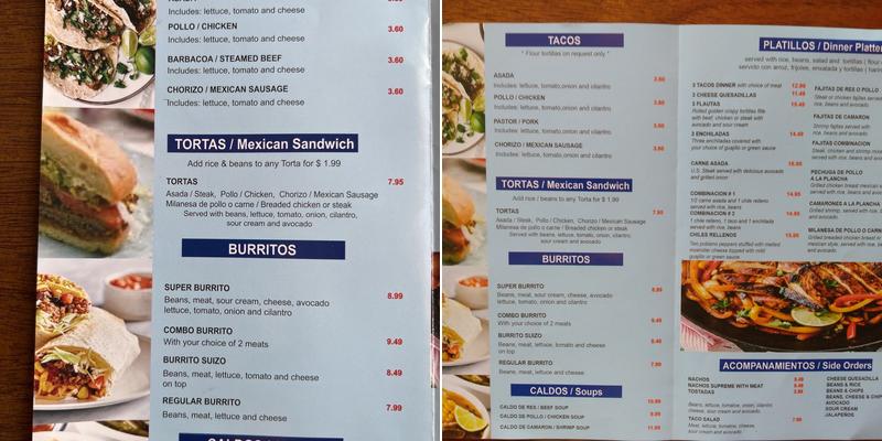 Taco Palate Menu