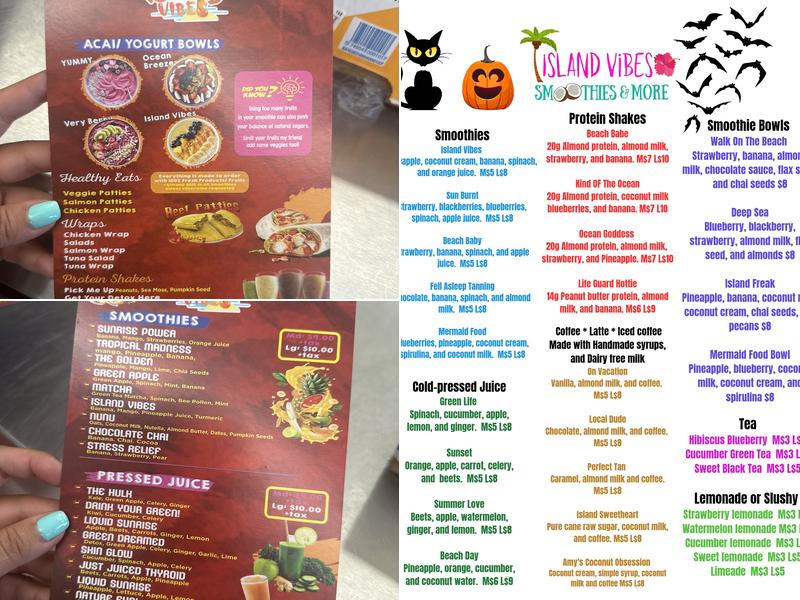 Island Vibes Juice & Smoothies Menu