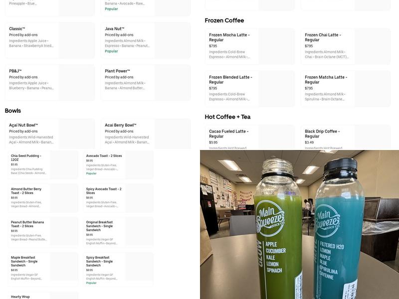 Main Squeeze Juice Co. Menu