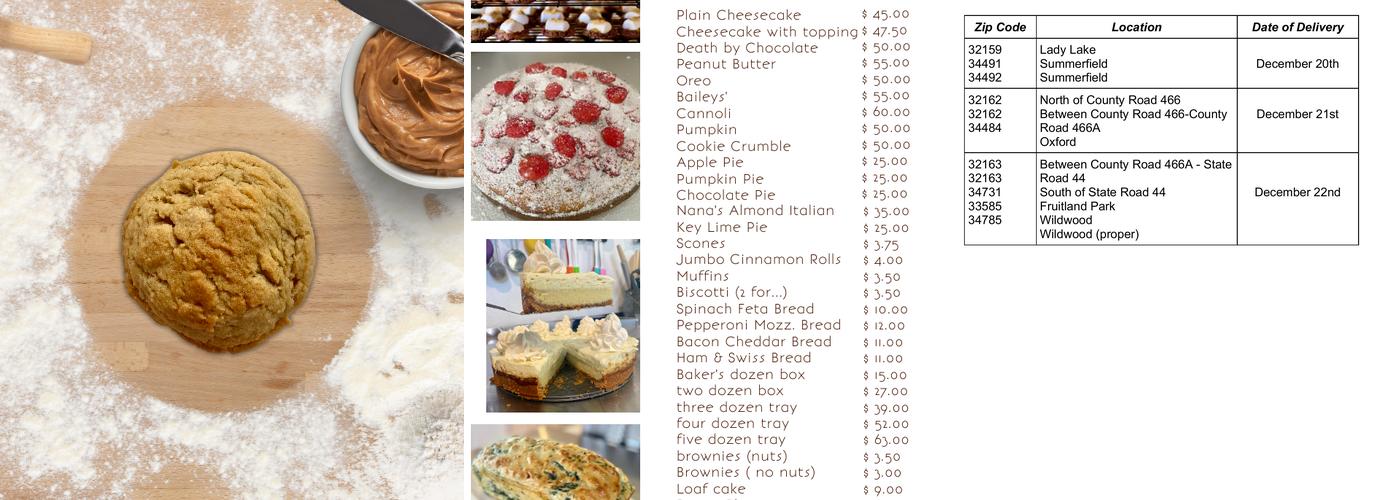 Red Rooster Cookie Jar LLC Menu
