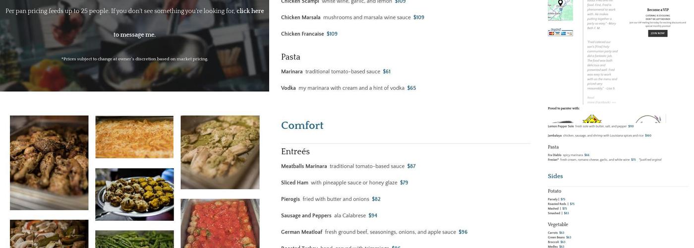 JustFred Custom Catering Menu