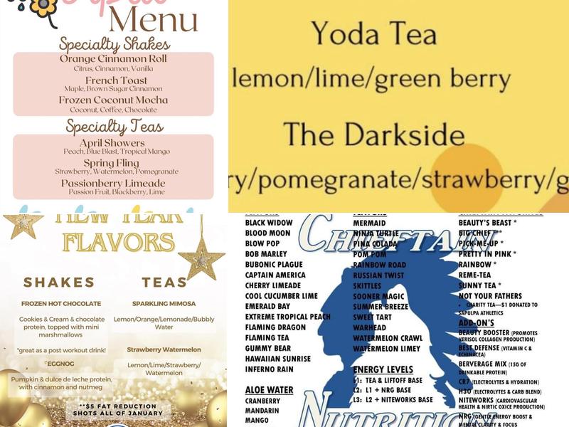 Chieftain Nutrition Menu
