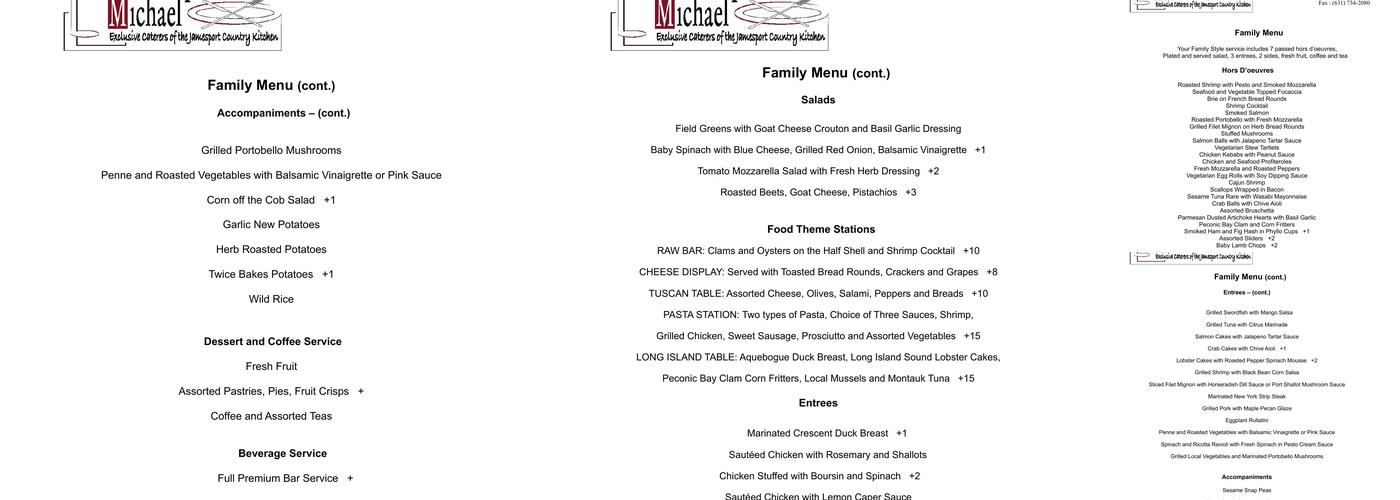 Christopher Michael Catering Menu